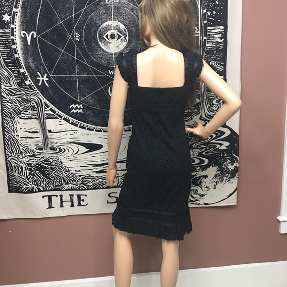 NEW 100% Cotton Black Eyelet Ribbon Detail Dress S - Picture 2 of 7
